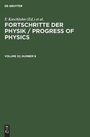 Tapa de Fortschritte der Physik / Progress of Physics. Volume 32, Number 8