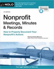 Tapa de Nonprofit Meetings, Minutes and Records