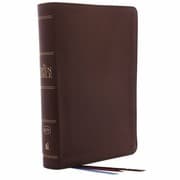 Tapa de KJV, Open Bible, Genuine Leather, Brown, Red Letter Edition, Comfort Print