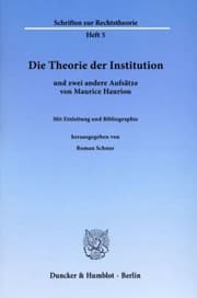 Tapa de Die Theorie der Institution und Zwei Andere Aufsätze Von Maurice Hauriou