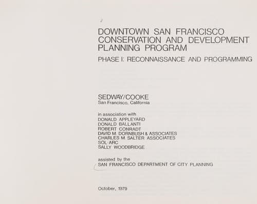 Tapa de Downtown San Francisco conservation and development planning program