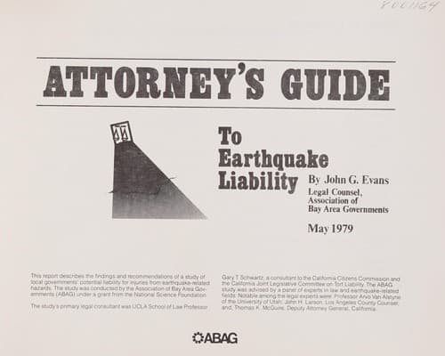Tapa de Attorneys̕ guide to earthquake liability