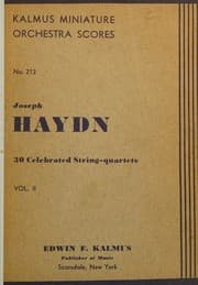 Tapa de 30 Celebrated String Quartets Vol. II No 212 Kalmus Miniature Orchestra Scores