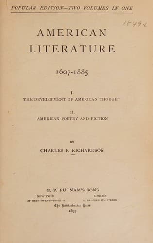 Tapa de American literature, 1607-1885