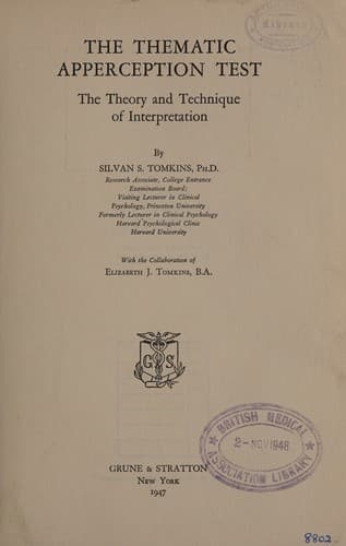 Tapa de The thematic apperception test