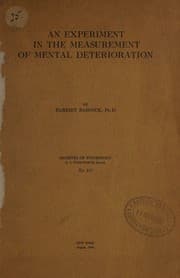 Tapa de An experiment in the measurement of mental deterioration
