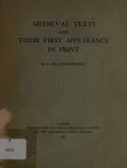 Tapa de Medieval texts and their first appearance in print