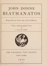 Tapa de Biathanatos, (The Facsimile Text Society. Series I: Literature and language)