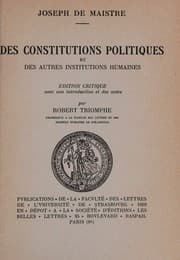 Tapa de Des constitutions politiques et des autres institutions humaines