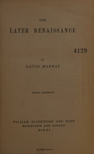 Tapa de The later renaissance