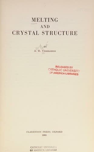 Tapa de Melting & Crystal Structure,