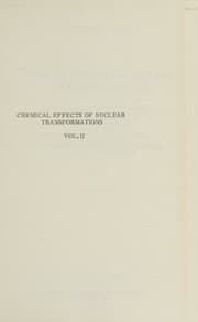 Tapa de Chemical Effects Of Nuclear Transformations II