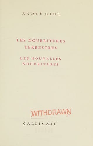 Tapa de Les nouvelles nourritures