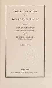 Tapa de Collected poems of Jonathan Swift / edited with an introduction and critical comments by Joseph Horrell
