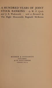 Tapa de A hundred years of joint stock banking