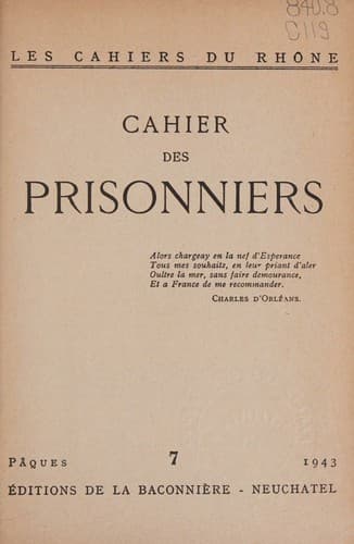 Tapa de Cahier des prisonniers