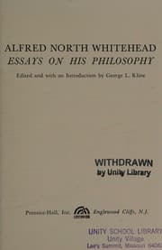 Tapa de Alfred North Whitehead Essays On His Philosophy