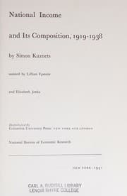 Tapa de National income and its composition, 1919-1938