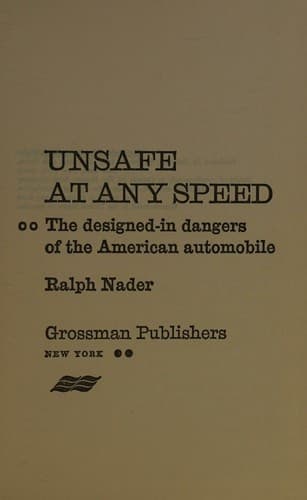 Tapa de Unsafe at any speed