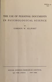 Tapa de The use of personal documents in psychological science