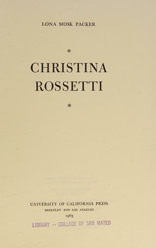 Tapa de Christina Rossetti