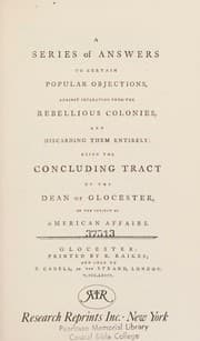 Tapa de A series of answers to certain popular objections, against separating from the rebellious colonies, and discarding them entirely