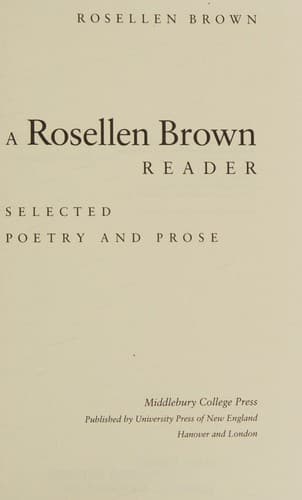 Tapa de ROSELLEN BROWN READER, A