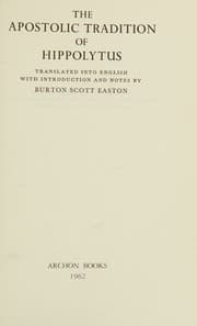 Tapa de the apostolic tradition of hippolytus