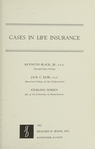 Tapa de Cases in life insurance