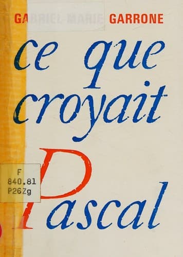 Tapa de Ce que croyait pascal