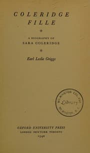 Tapa de Coleridge Fille.  A Biography of Sara Coleridge