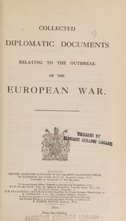 Tapa de Collected Diplomatic Documents Relating To The Outbreak Of The European War.