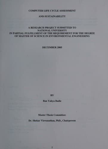 Tapa de Computer life cycle assessment and sustainability