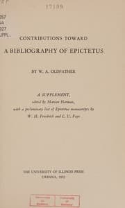 Tapa de Contributions toward a bibliography of Epictetus