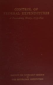 Tapa de Control of Federal Expenditures, a Documentary History 1775-1894
