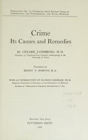 Tapa de Crime, Its Causes and Remedies