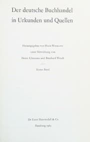 Tapa de Der deutsche Buchhandel in Urkunden und Quellen