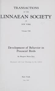 Tapa de Development of Behavior in Precocial Birds, 1962, Linnaean Society of New York, Transactions of the Linnaean Society of New York, Volume 8