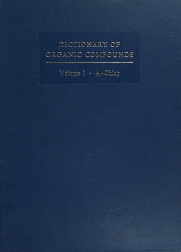 Tapa de Dictionary of Organic Compounds. Volume One