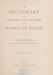 Tapa de A Dictionary of Proper Names and Notable Matters in the Works of Dante.