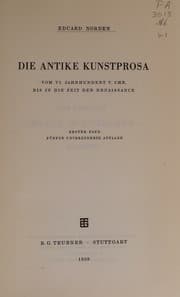 Tapa de Die antike Kunstprosa vom VI. Jahrhundert v. Chr. bis in die Zeit der Renaissance. Zweiter Band