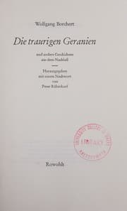 Tapa de DIE TRAURIGEN GERANIEN, und andere Geschichten aus dem Nachlass