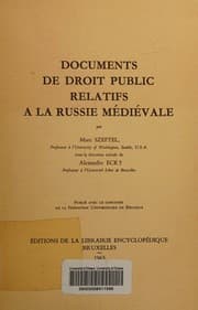 Tapa de Documents de Droit Public Relatifs a la Russie Medievale