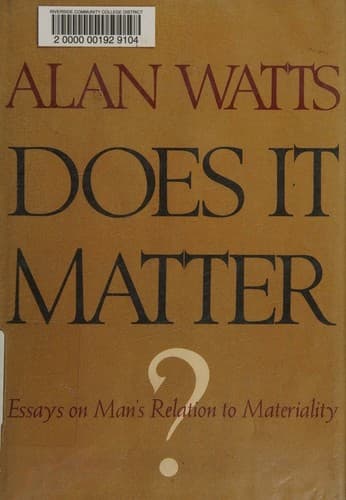 Tapa de Does it matter? Essays on man's relation to materiality