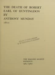 Tapa de The downfall of Robert, Earl of Huntingdon, 1601