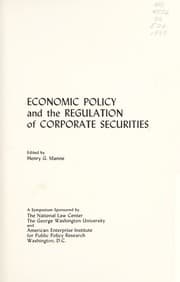 Tapa de Economic policy and the regulation of corporate securities