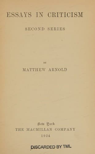 Tapa de Essays in criticism