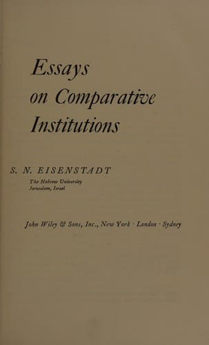Tapa de Essays on comparative institutions