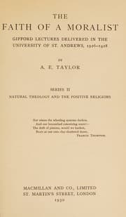 Tapa de THE FAITH OF A MORALIST; GIFFORD LECTURES DELIVERED IN THE UNIVERSITY OF ST ANDREWS 1926-1928 - SERIES 2
