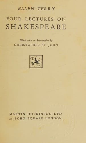 Tapa de Four Lectures on Shakespeare